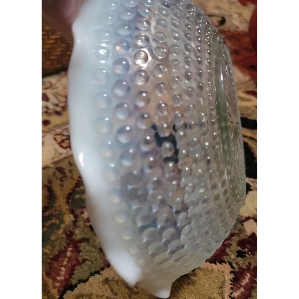 Hobnail Moonstone Opalescent Glass 9.5